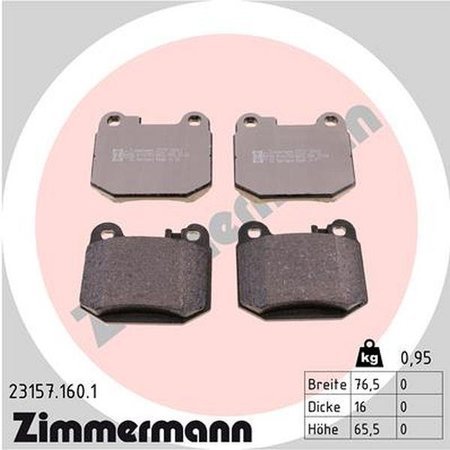 ZIMMERMANN Brake Pad Set, 23157.160.1 23157.160.1